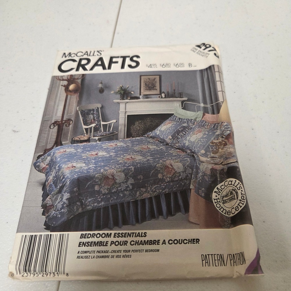 McCalls Crafts 2973 Bedroom Essentials Sewing Pattern Comforter Shams Bedspread